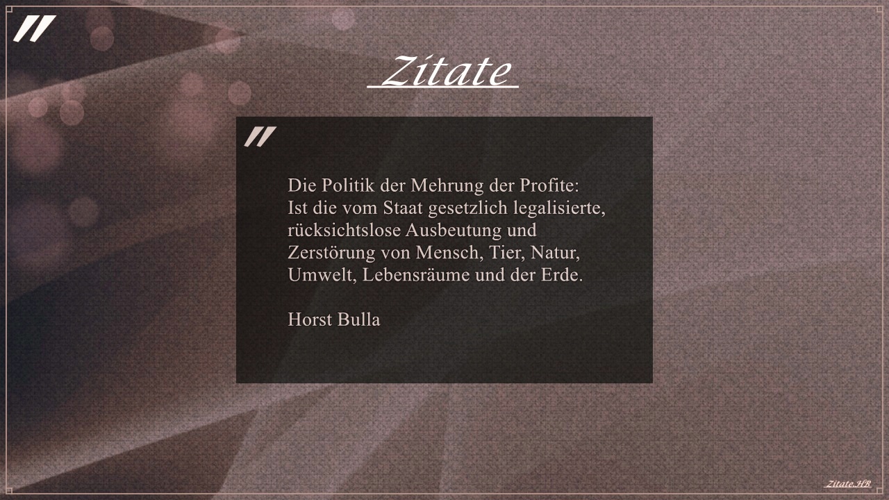 Zitat: "Die Politik der Mehrung der Profite" von Horst Bulla
