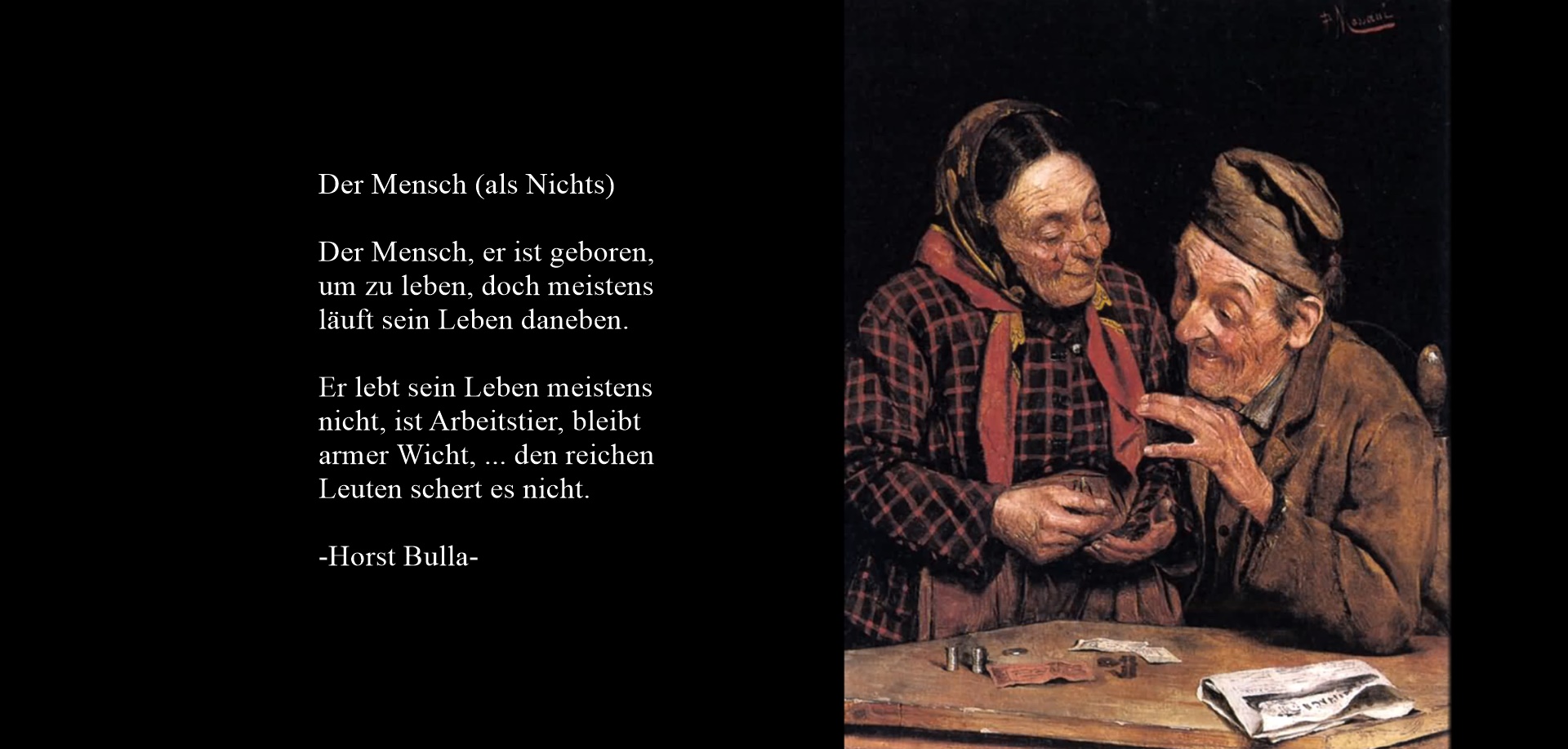 "Der Mensch (als Nichts)" ein Gedicht von Horst Bulla