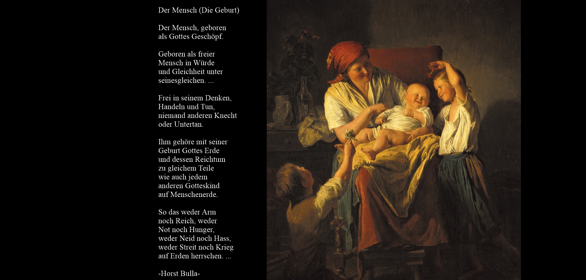 "Der Mensch (Die Geburt)" ein Gedicht von Horst Bulla