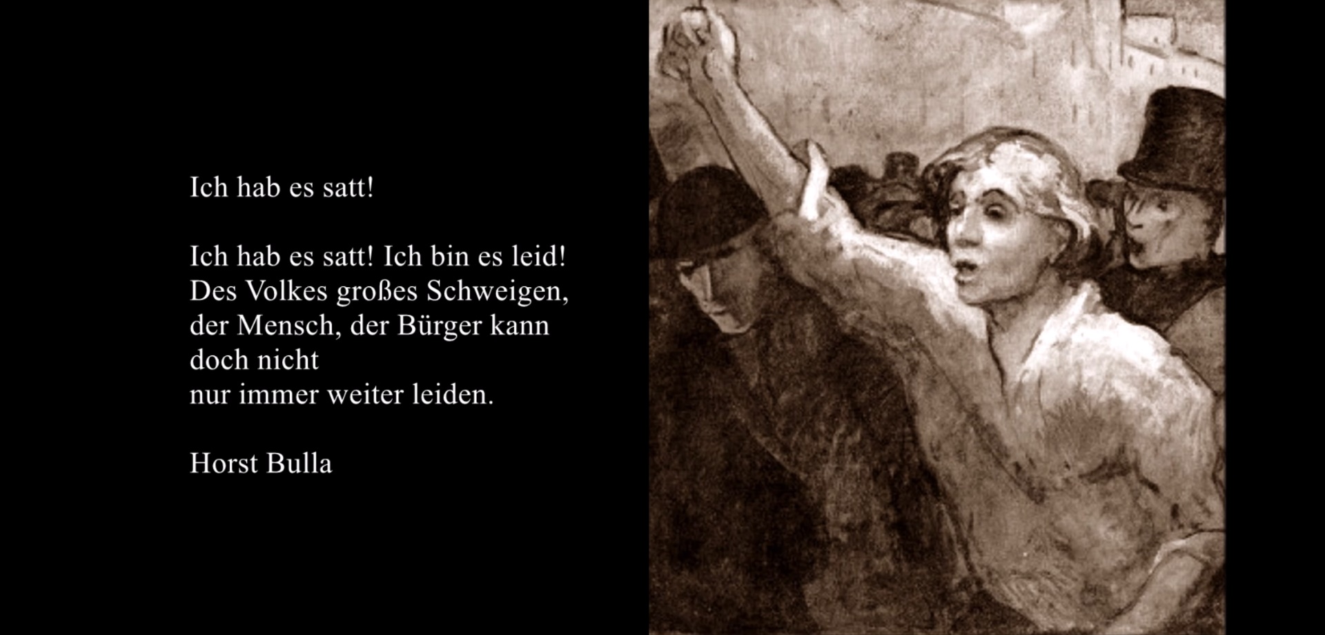 "Ich hab es satt!" ein Gedicht von Horst Bulla