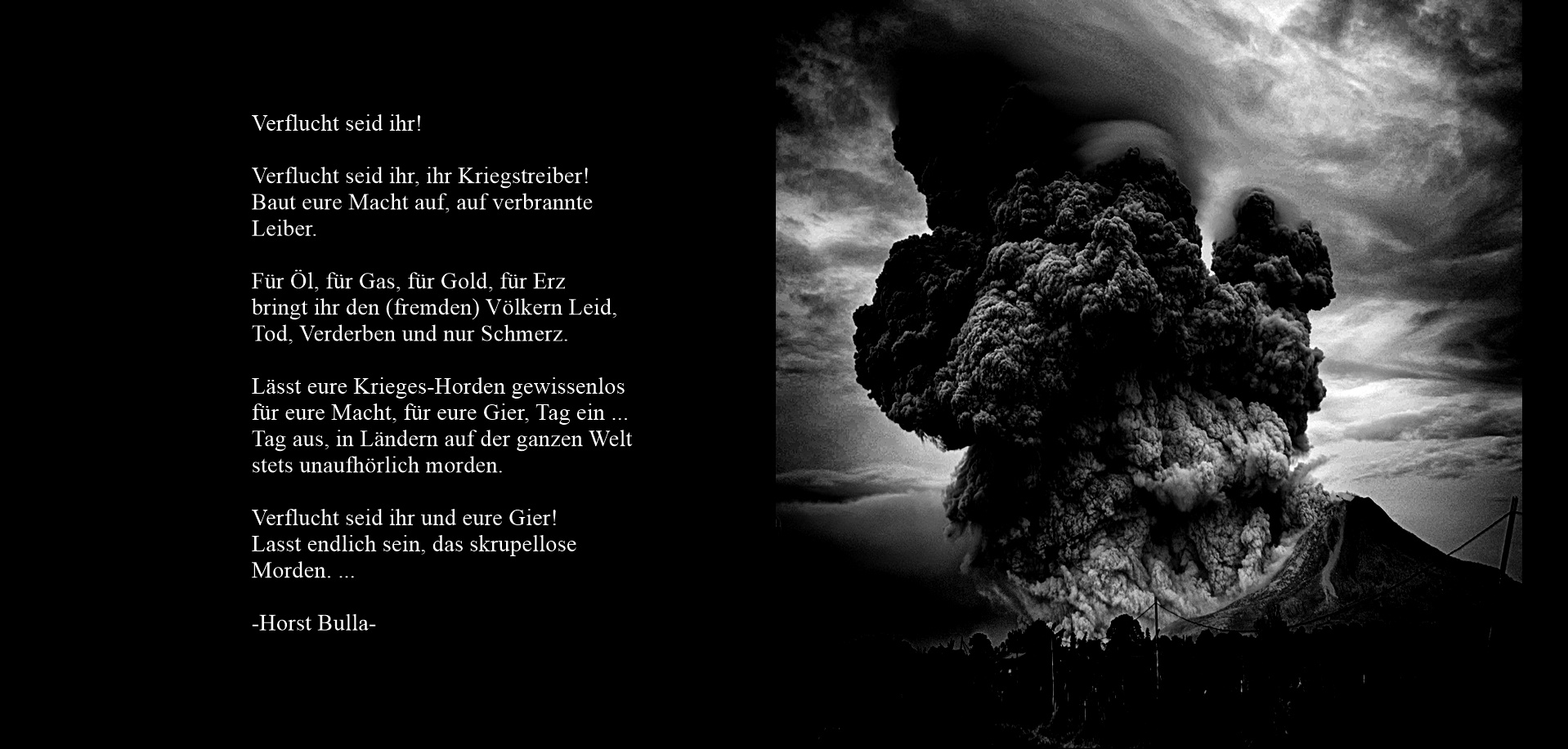 "Verflucht seid ihr!" ein Gedicht von Horst Bulla