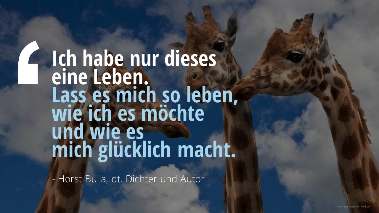 Spruch-Bild: Ich habe nur dieses eine Leben. (Horst Bulla)